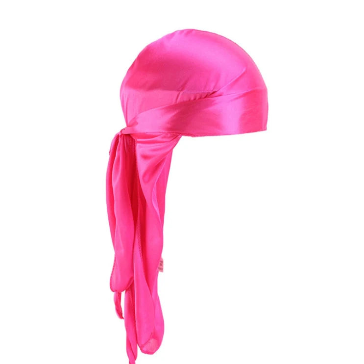 Silky Long Tail Durag – Satin Wave Cap for Men and Women Hair Styling