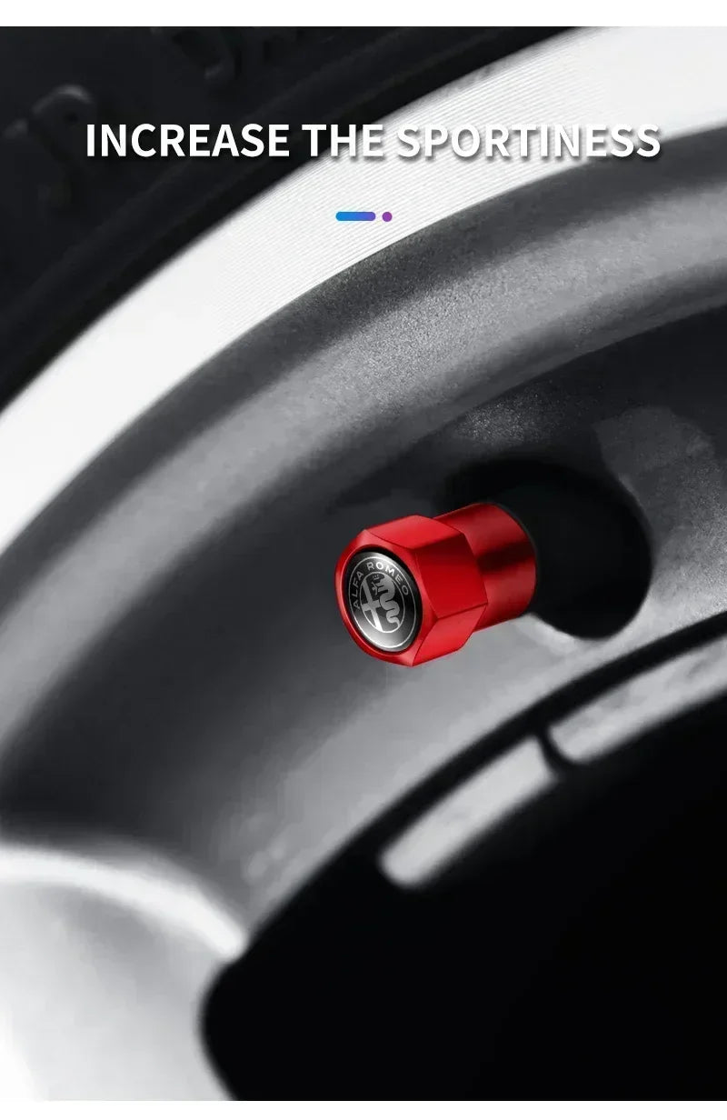 Metal Car Tire Valve Stem Caps – Automotive Accessory for Alfa Romeo Models