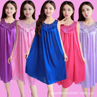 Ice Silk Sleep Dress – Plus Size Women's Tank Nightgown for Summer Housewear