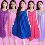 Ice Silk Sleep Dress – Plus Size Women's Tank Nightgown for Summer Housewear
