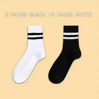 Striped Mid Tube Socks – Breathable Cotton Casual Footwear for Men