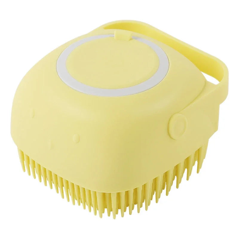 Silicone Pet Grooming Brush – Shampoo Dispenser for Dogs and Cats Bathing