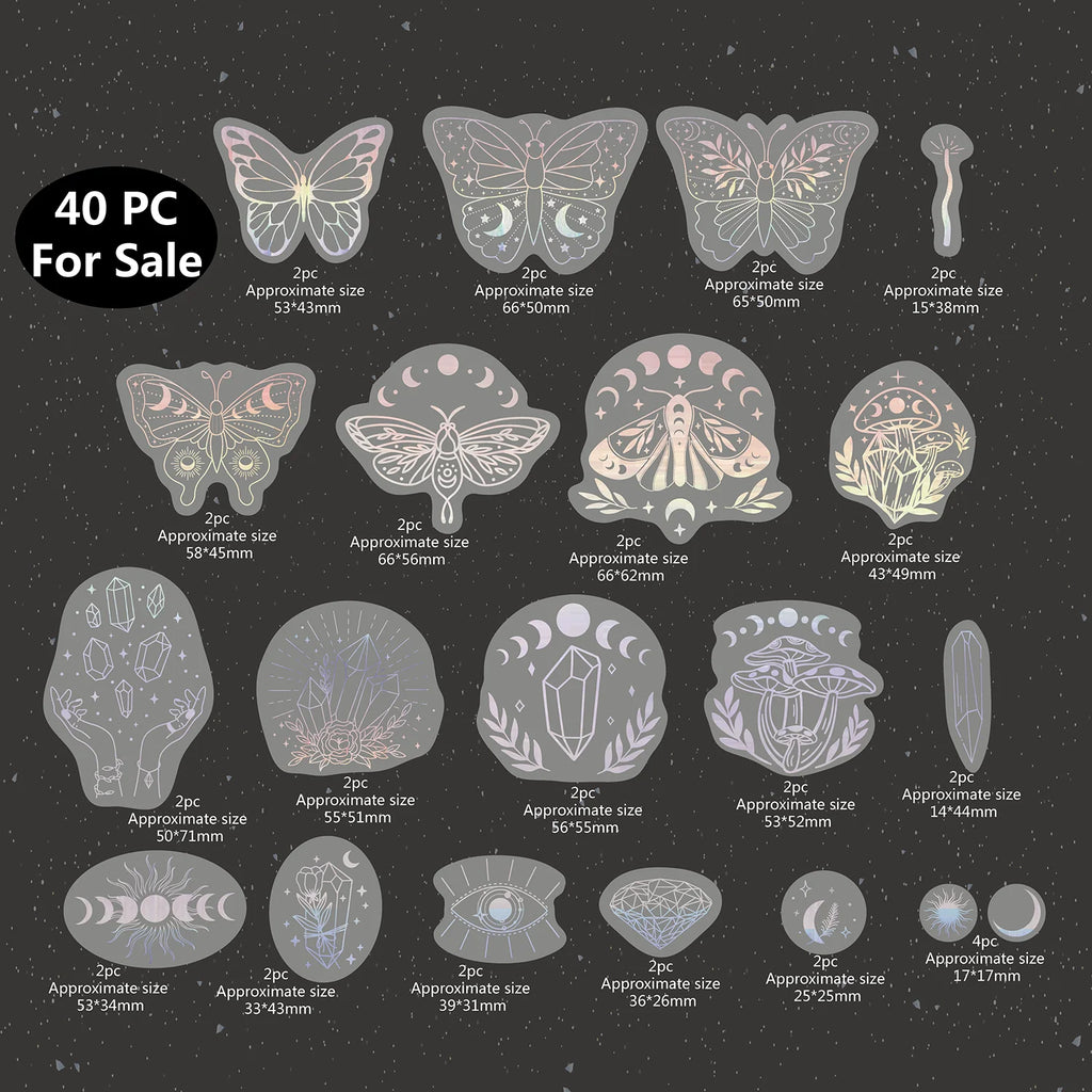 Holographic Glitter Stickers – Transparent Waterproof Decals for Scrapbooking