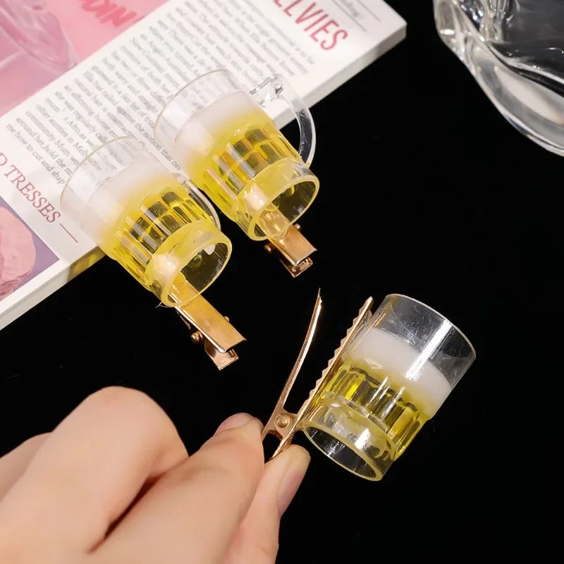 Beer Shaped Hair Clips – Creative Novelty Barrettes for Party Hairstyling