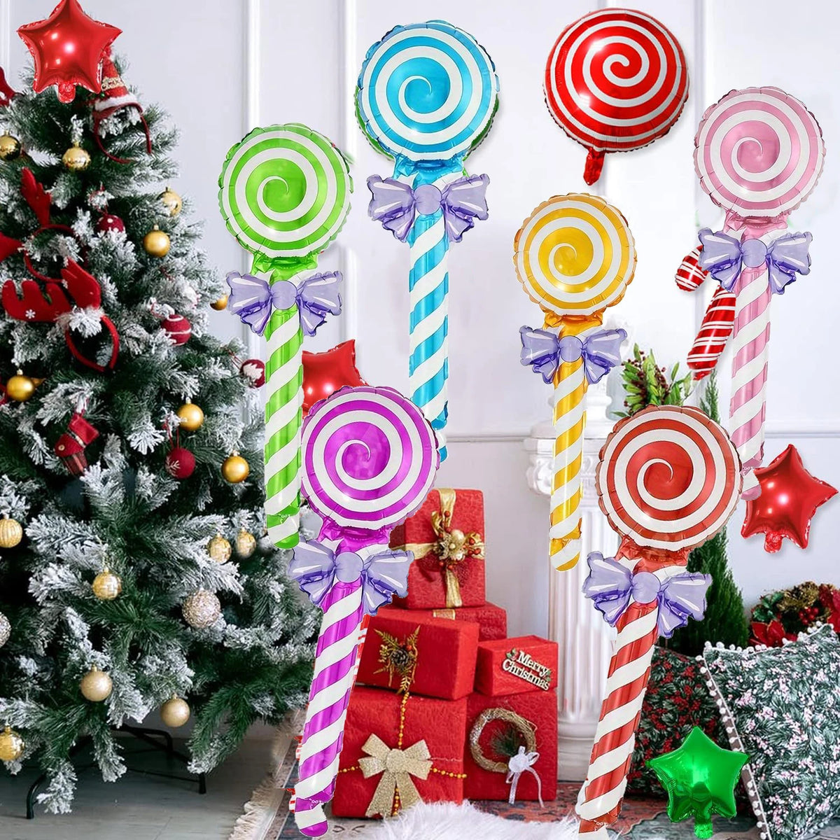 Candy Bow Lollipop Foil Balloons – Festive Decor for Birthday Parties