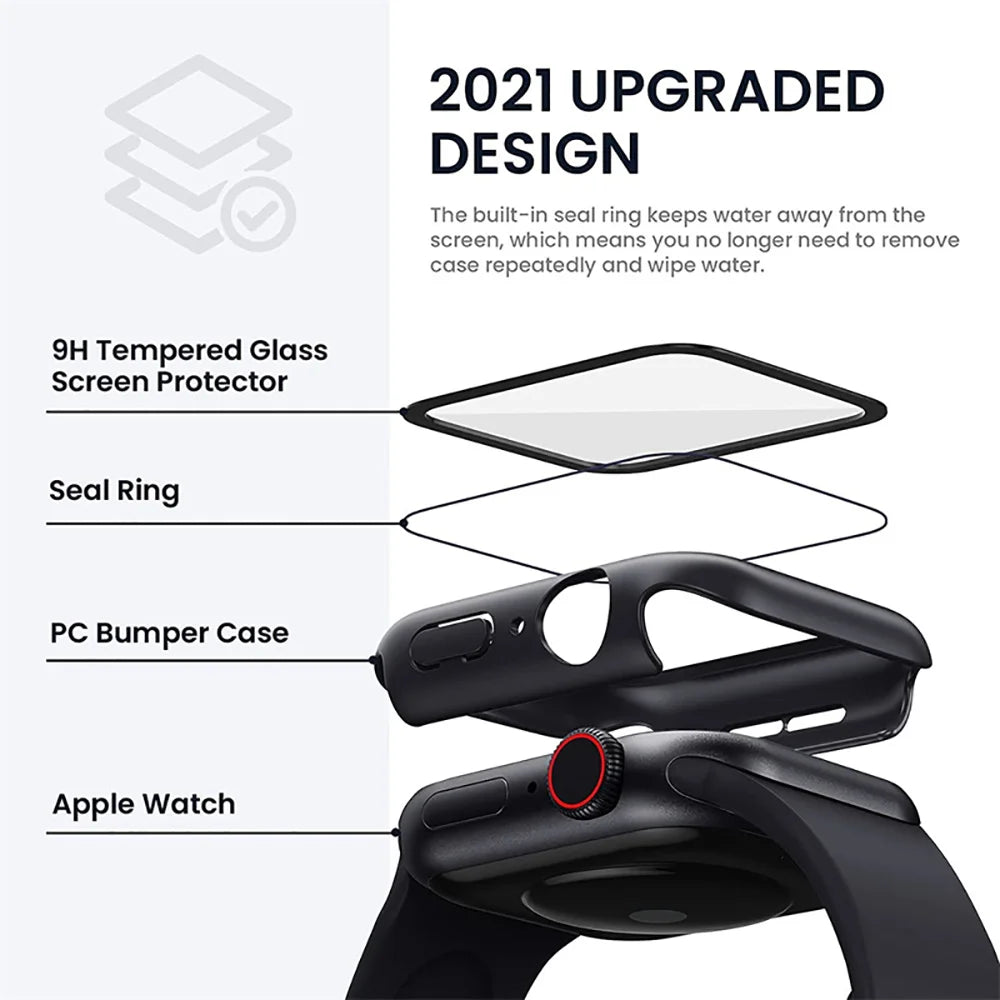 Tempered Glass Case – Protective Screen Cover for Apple Watch Series 10-SE