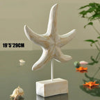 Wooden Marine Ornament Set – Nautical Starfish Decor for Coastal Home Living
