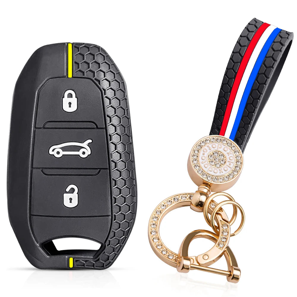Silicone Car Key Fob Cover – Protective Remote Case for Peugeot and Citroen