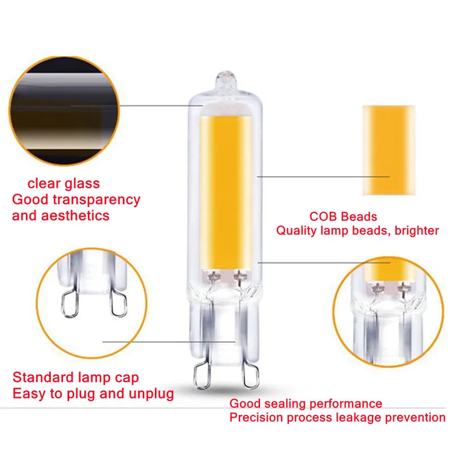 G9 LED Glass Light Bulb – Energy Efficient COB Lamp for Home Lighting