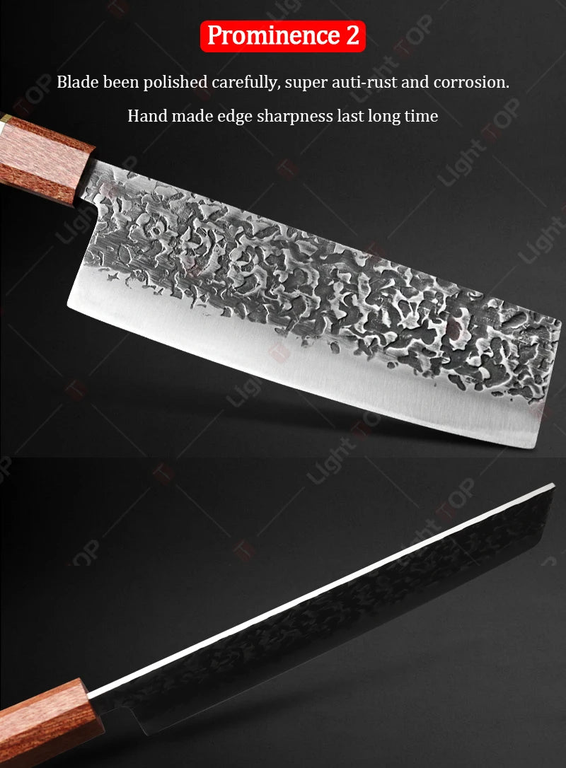 Hand Forged Japanese Chef Knife – Professional Kitchen Cleaver for Meat Cutting