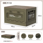 Folding Storage Box – Wooden Lid for Camping and Car Trunk Organization