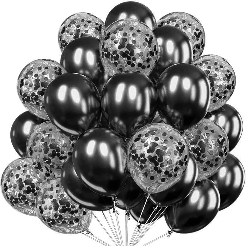 12-Inch Round Metallic Confetti Balloons – Latex Party Decor for Anniversaries