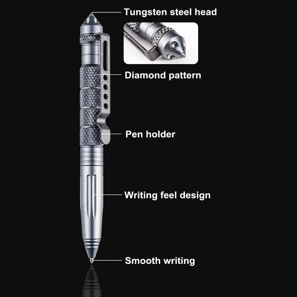 Tactical Aluminum Pen – Multifunction Glass Breaker for Survival Camping