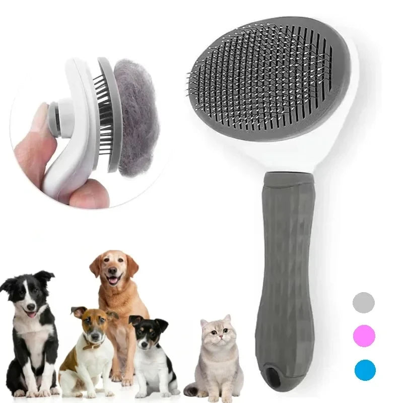 Self-Cleaning Pet Grooming Brush – Dematting Tool for Dogs and Cats