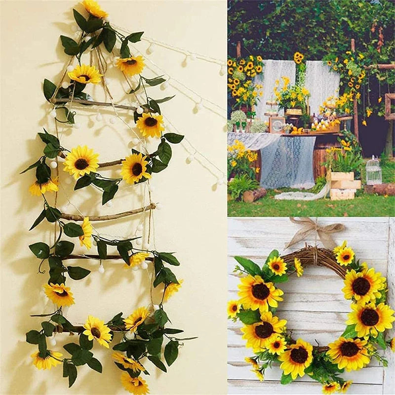 Silk Sunflower Ivy Garland – 250cm Artificial Hanging Vine for Home Wedding Decor