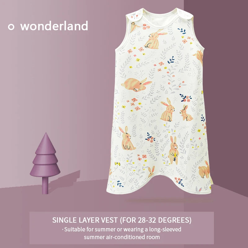 0.5 TOG Baby Sleeping Bag – Cartoon Print Cotton Sleeveless Sleep Sack for Summer
