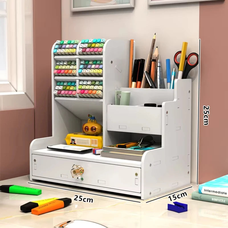 Wooden Desk Organizer – Desktop Stationery Storage for Home Office