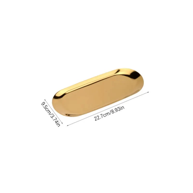 Stainless Steel Oval Tray – Minimalist Jewellery Storage for Desktop Decor