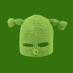 Knitted Monster Balaclava – Green Devil Hat for Halloween Cosplay Costume