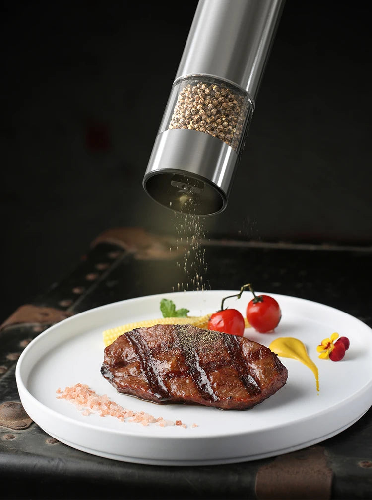 Electric Salt and Pepper Grinder – Adjustable LED Mill for Kitchen Cooking