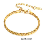 Stainless Steel Rope Chain Bracelet – Unisex Twisted Link Jewelry for Gift