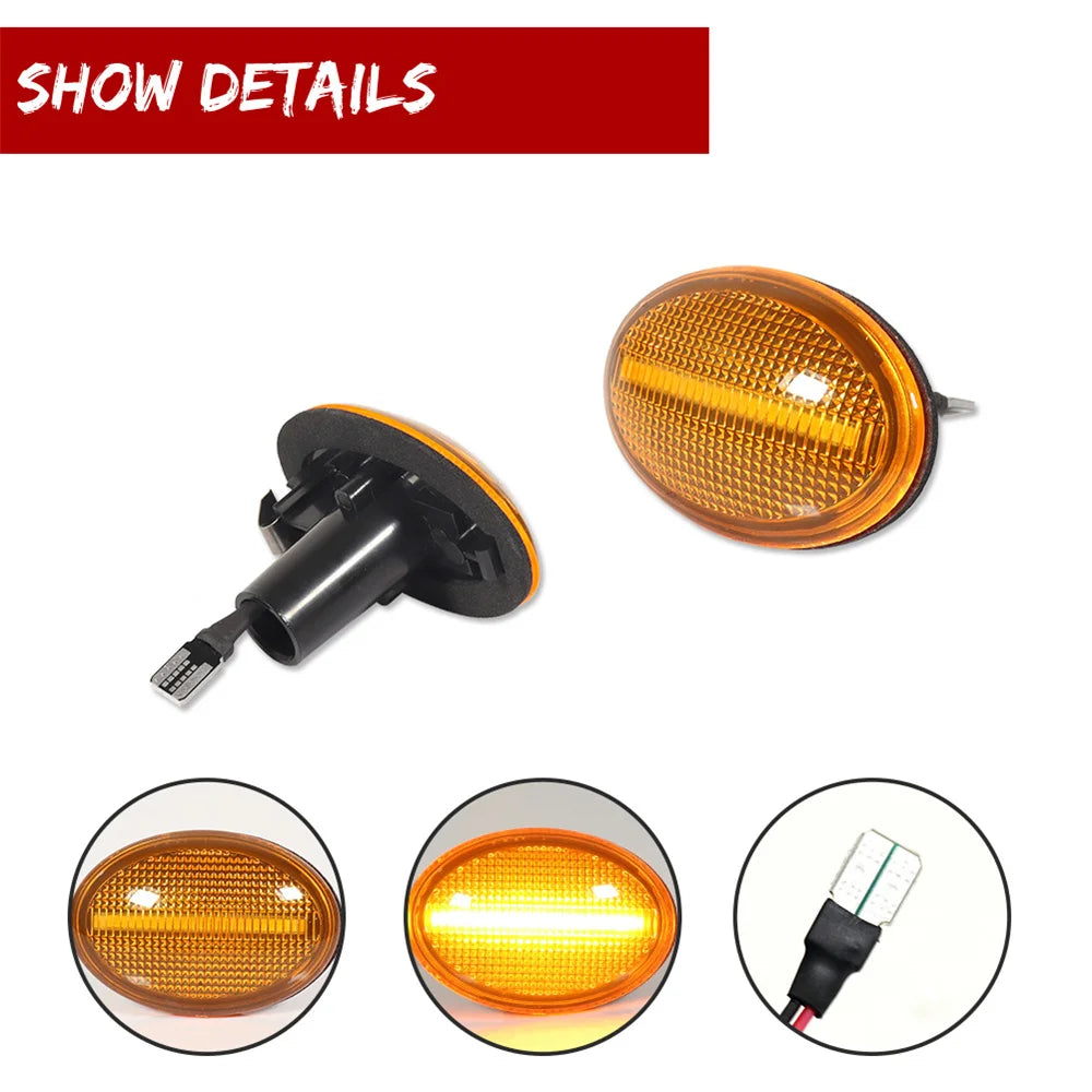 Amber LED Fender Side Marker Lights – Turn Signal Lamp for Mini Cooper R55-R59