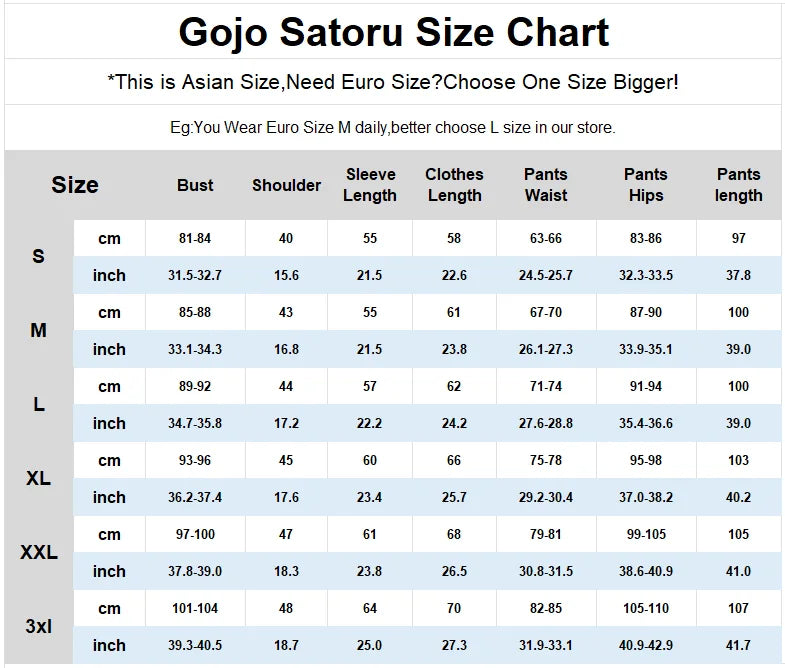 Gojo Satoru Cosplay Costume Set – Anime Uniform for Halloween