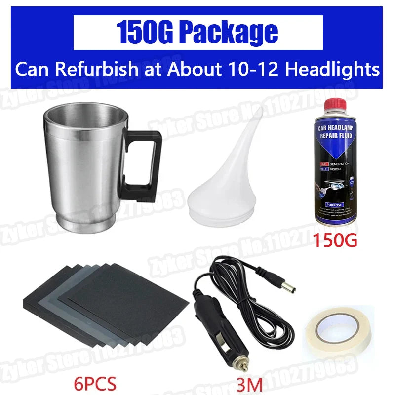 Car Headlight Restoration Kit – Professional Lens Repair Liquid Tool