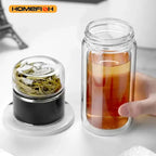Borosilicate Glass Tea Infuser – Double Layer Bottle for Office and Travel