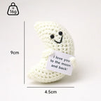 Handmade Wool Crochet Dog Doll – Positive Affirmation Plush for Home Decor