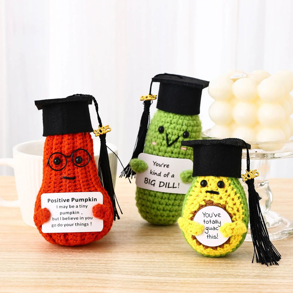 Knitted Vegetable Plush Dolls – Handmade Desktop Decor for Graduation Gift