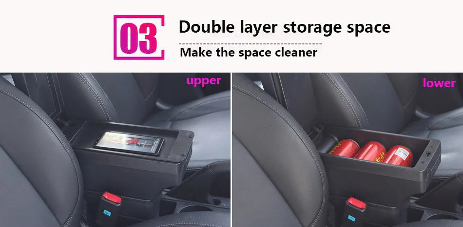 Center Console Armrest Box – Storage Organizer for Peugeot 208 2012-2018