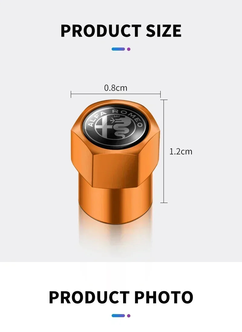 Metal Car Tire Valve Stem Caps – Automotive Accessory for Alfa Romeo Models
