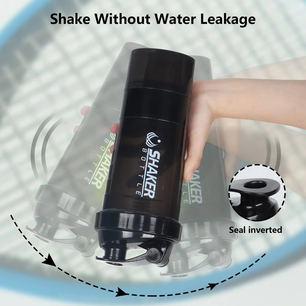 3-Layer Protein Shaker Bottle – Large Capacity Mixer Cup for Gym Fitness