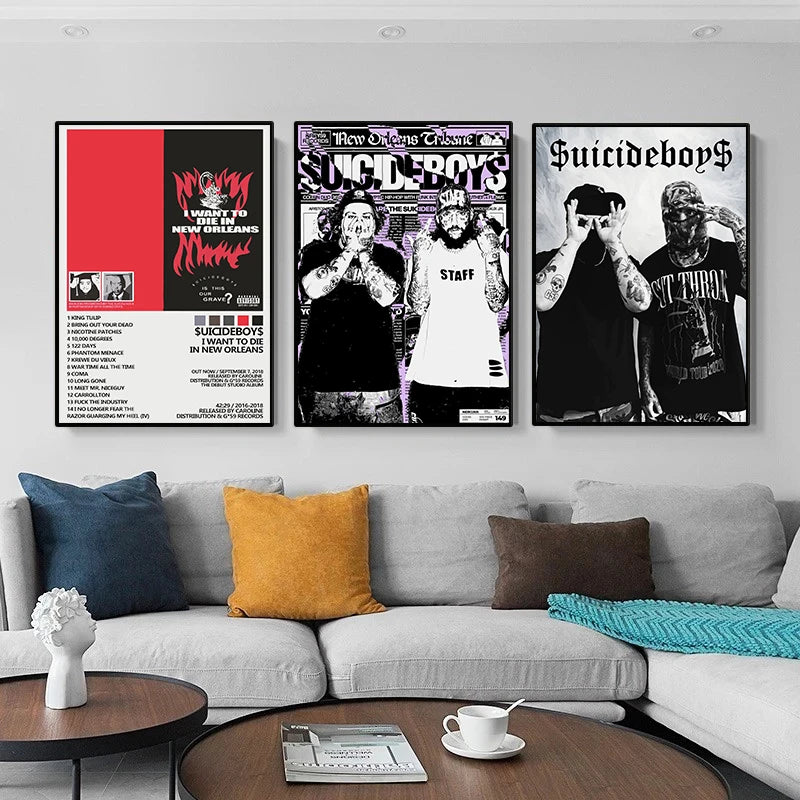 Suicideboys Band Canvas Poster – Vintage Hip Hop Music Wall Art for Home Decor