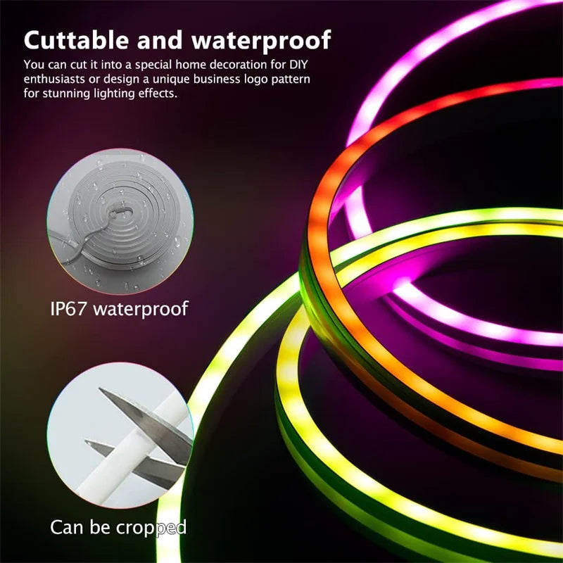 RGBIC Silicone Neon LED Strip – Music Sync Lighting for Room Decor