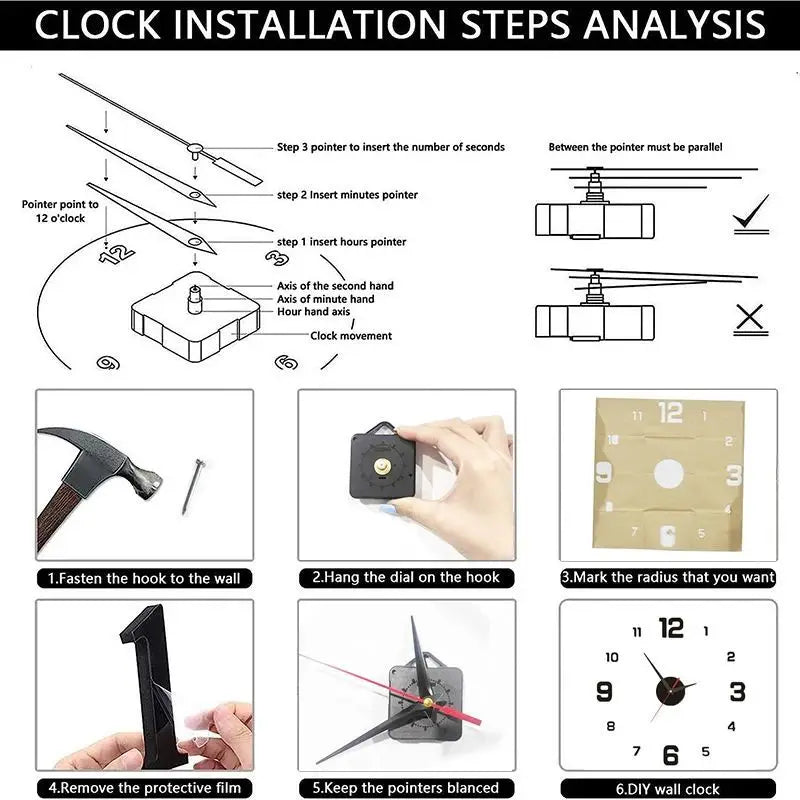 Frameless DIY Wall Clock – Modern Silent Decal for Home and Office Decor