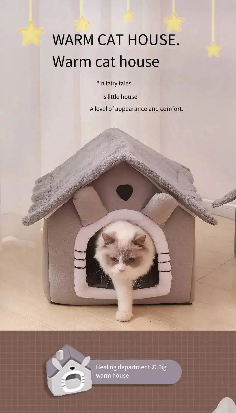 Soft Pet Bed House – Washable Enclosed Kennel for Indoor Dogs and Cats