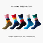Colorful Cotton Crew Socks – Novelty Patterned Dress Wear for Men