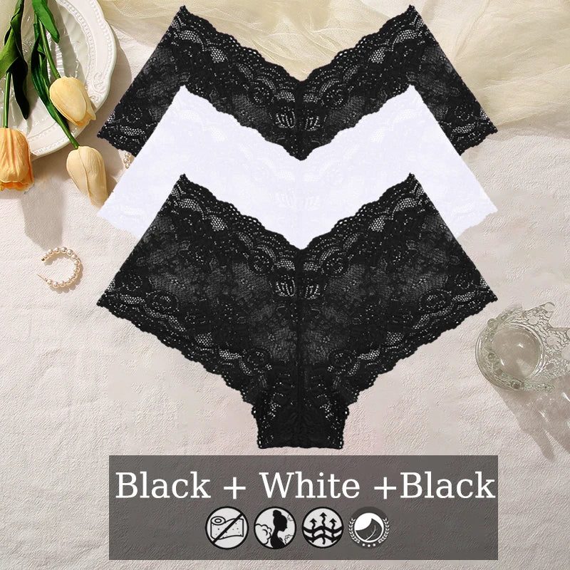 Floral Lace Panties – Sexy V-Waist Breathable Underwear for Women
