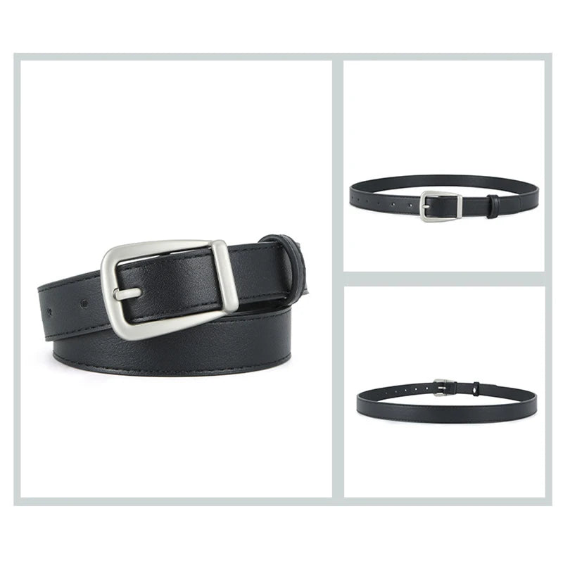 PU Leather Waist Belt – Metal Buckle Accessory for Women Jeans and Dresses