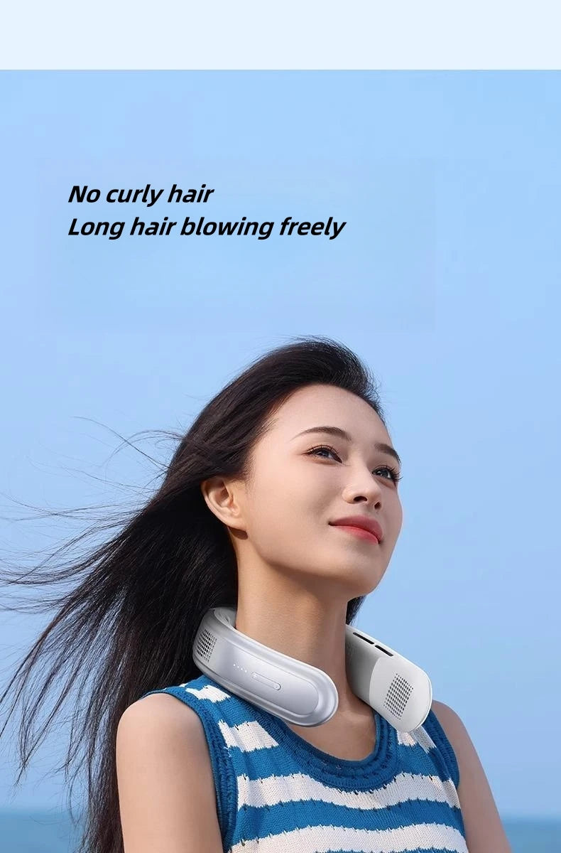 Portable Neck Fan – 10000mAh Rechargeable Silent Cooling for Outdoor Camping