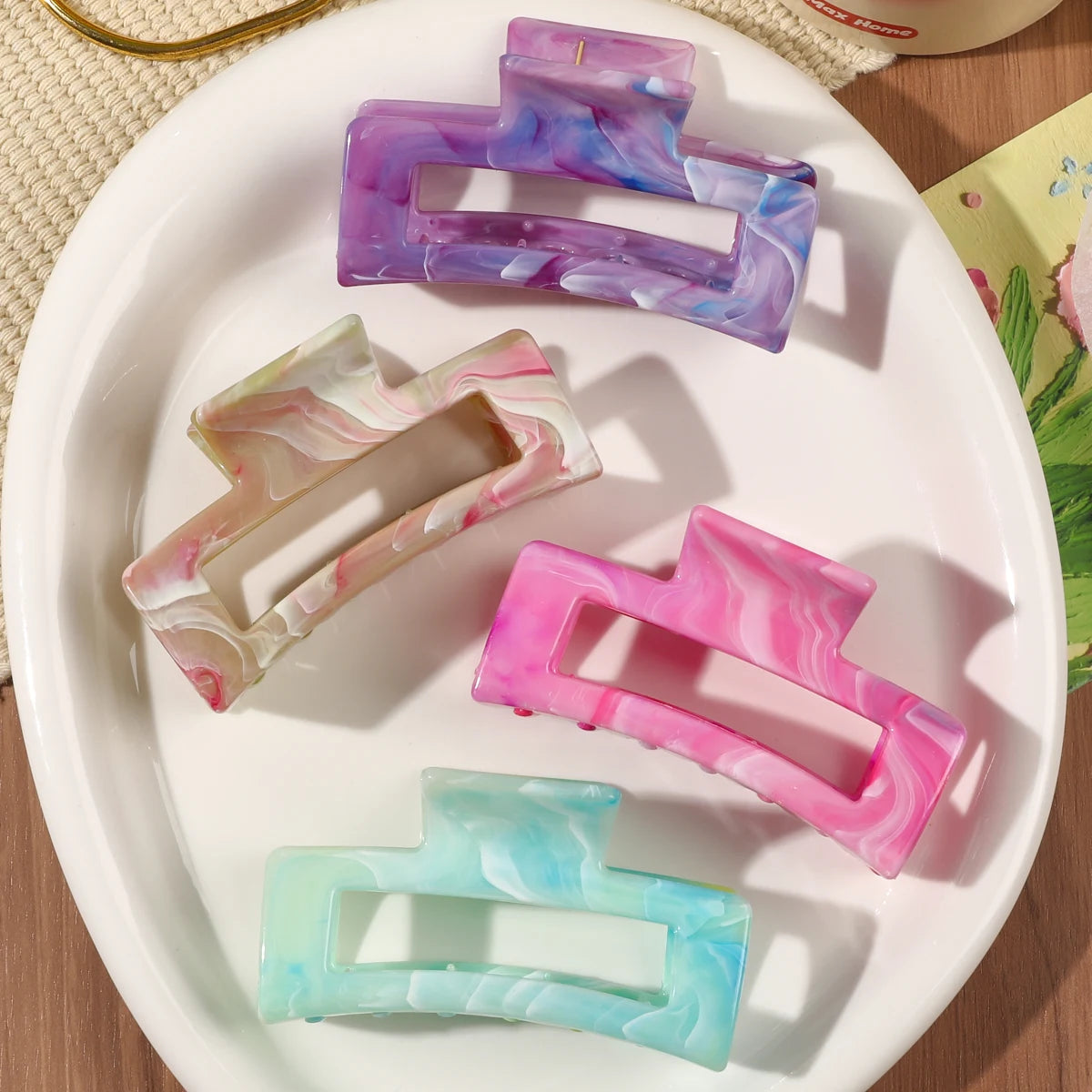 Matte Square Hair Claw Clips – Non-slip 3.4 inch Accessories for Thick Hair