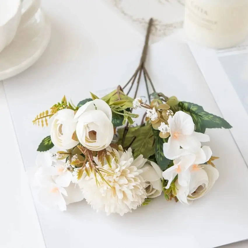Silk Tea Rose Buds – Artificial Floral Decor for Wedding Bouquets and Crafts