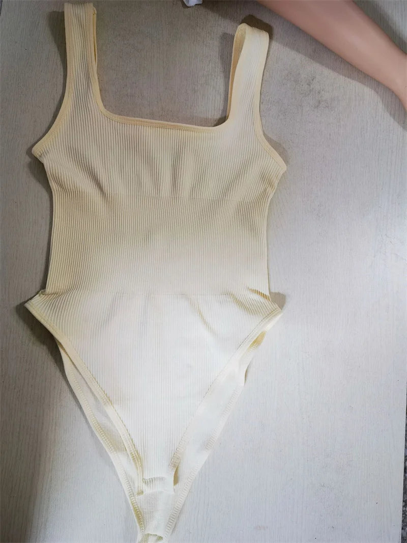 Ribbed Tummy Control Jumpsuit – Open Crotch Shapewear for Daily Compression