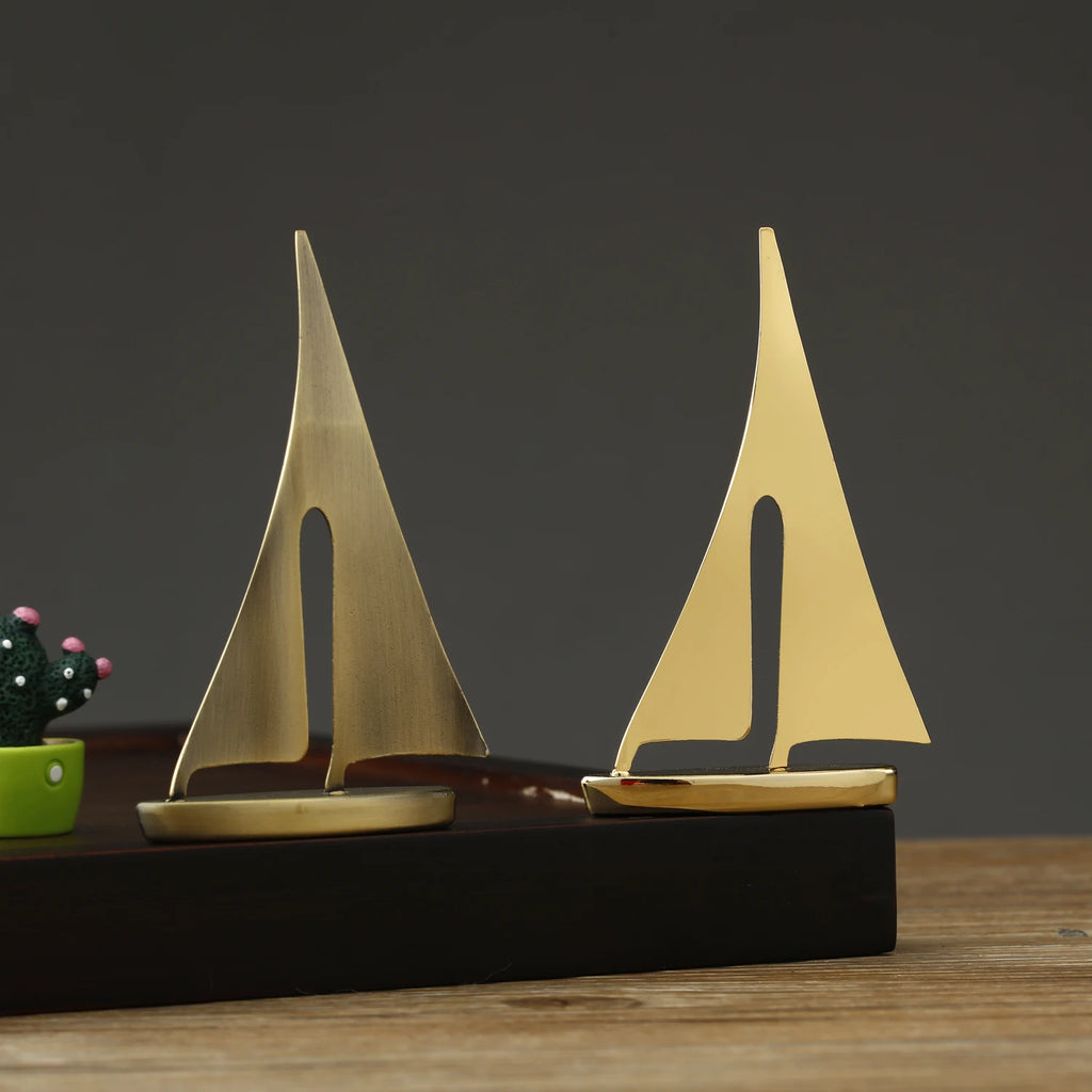 Zinc Alloy Sailboat Figurine – Modern Metal Decor for Living Room Desktop