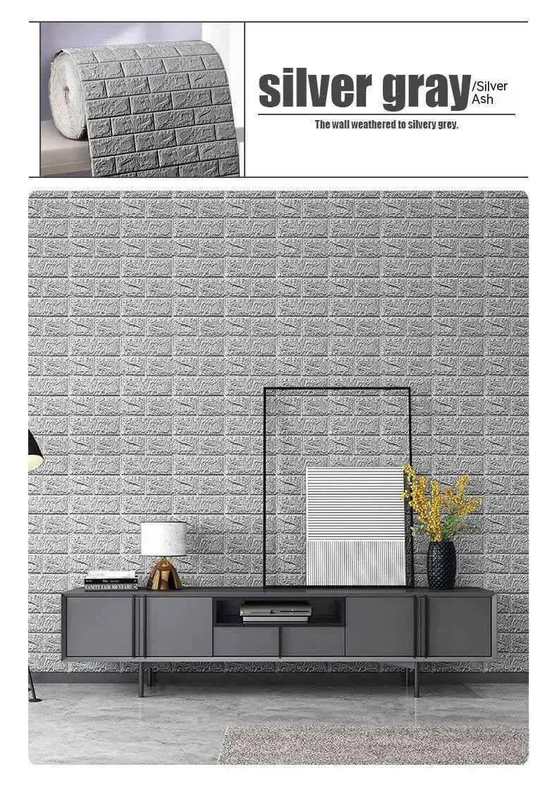 Self-Adhesive 3D Foam Brick Wallpaper – Waterproof Wall Decor for Home Living