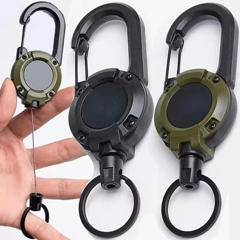 Retractable Steel Wire Carabiner – Heavy Duty Keychain for Outdoor Gear