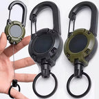 Retractable Steel Wire Carabiner – Heavy Duty Keychain for Outdoor Gear