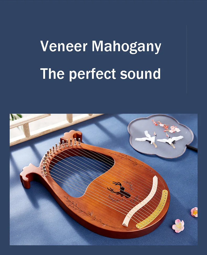 Mahogany Lyre Harp – 21 String Wooden Musical Instrument for Folk Music